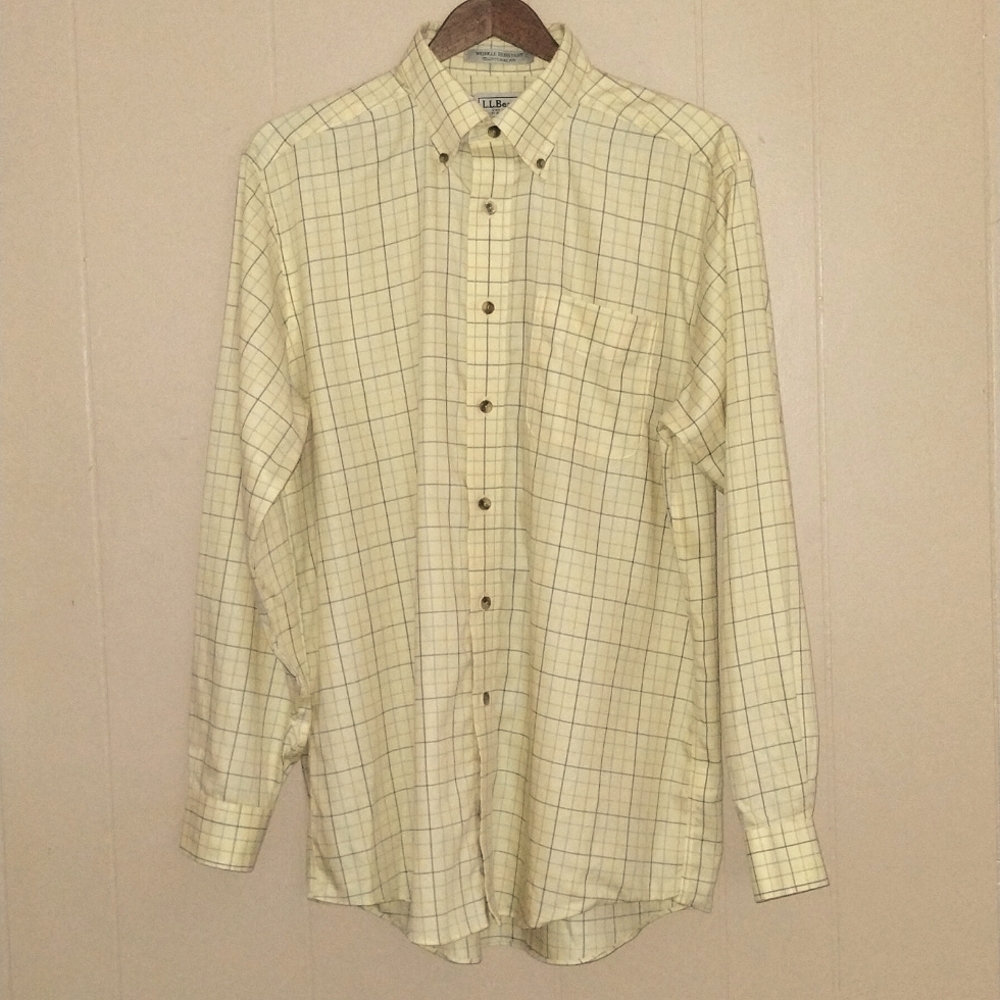 L.L. Bean wrinkle resistant plaid button down, 100% cotton men's traditional fit